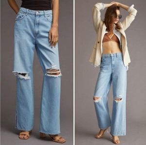 Mother denim- SNACKS fun dipped puddle slice wide-leg high waisted SZ 29